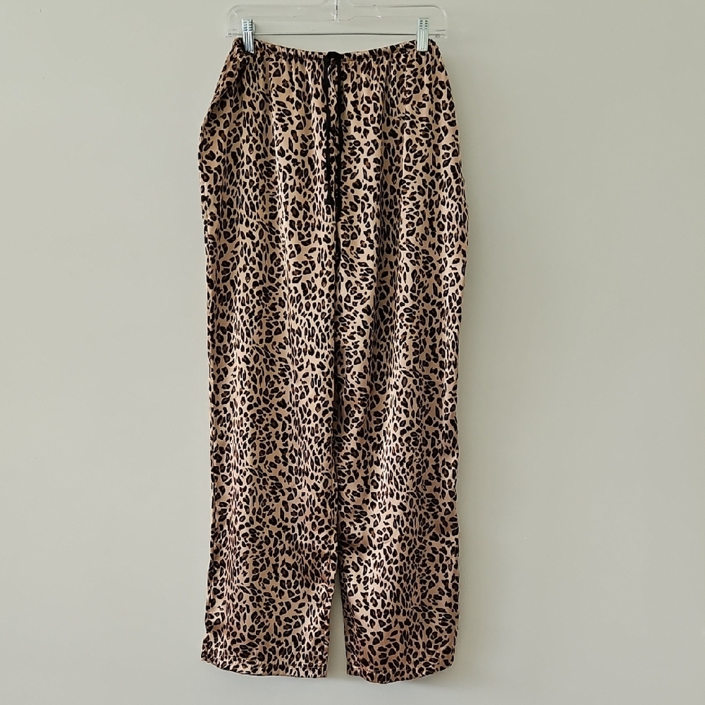 Cheetah‎ Print Flowy Satin Lounge Pants Size Large